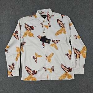 Baroque Gold by Drill Clothing, Butterfly & Medusa Motif Button Down Shirt Large